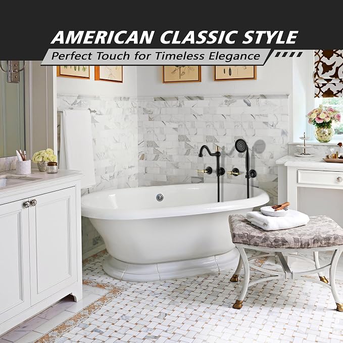 SUMERAIN High Flow Wall Mount Tub Filler, Vintage Bathtub Faucet - Image 2