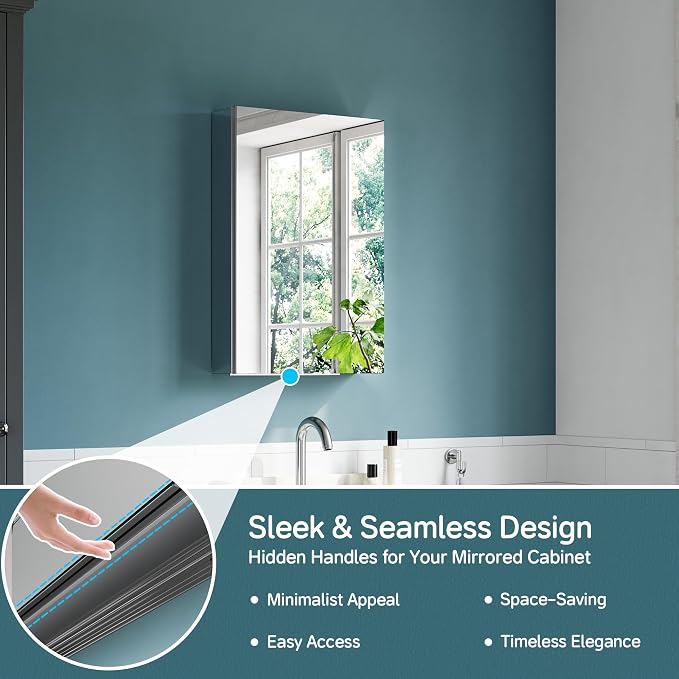16"x24" Medicine Cabinet Mirror, Aluminum Silver Recessed Medicine Cabinet - Image 6
