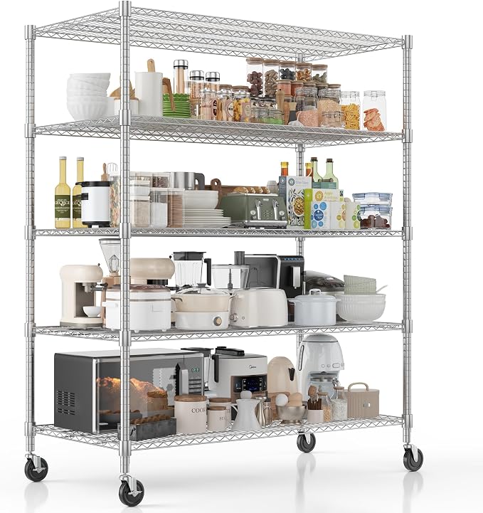 Homdox 5 Tier Heavy Duty Storage Shelves, Wire Shelving Unit by HOMDOX