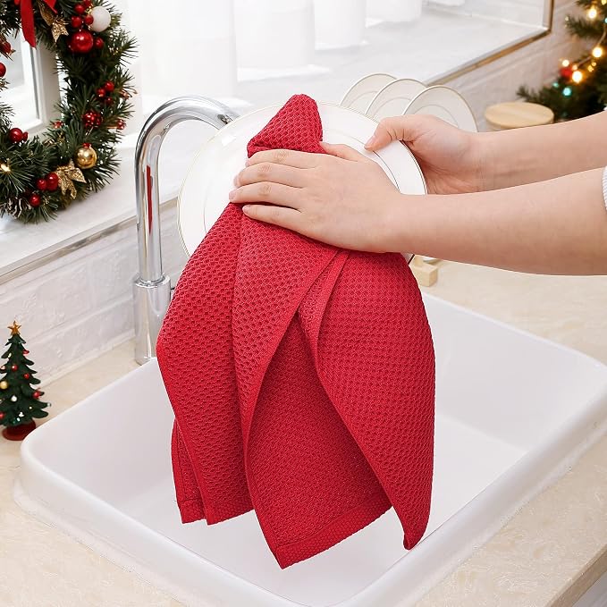 Homaxy 100% Cotton Waffle Weave Kitchen Dish Towels, Ultra Soft Absorbent Quick - Image 4