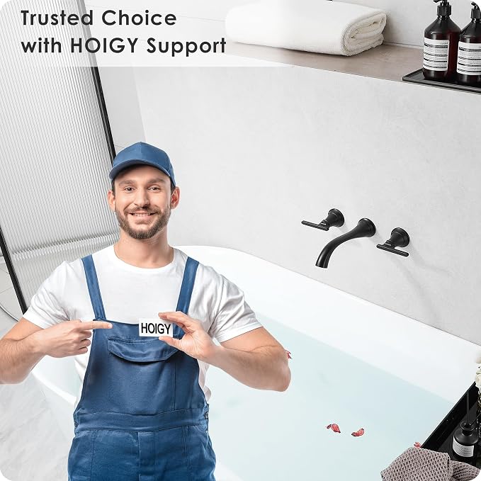 Brass Tub Filler Wall Mount 3 Hole, Farmhouse Black Tub Faucet, High Pressure 2 - Image 9
