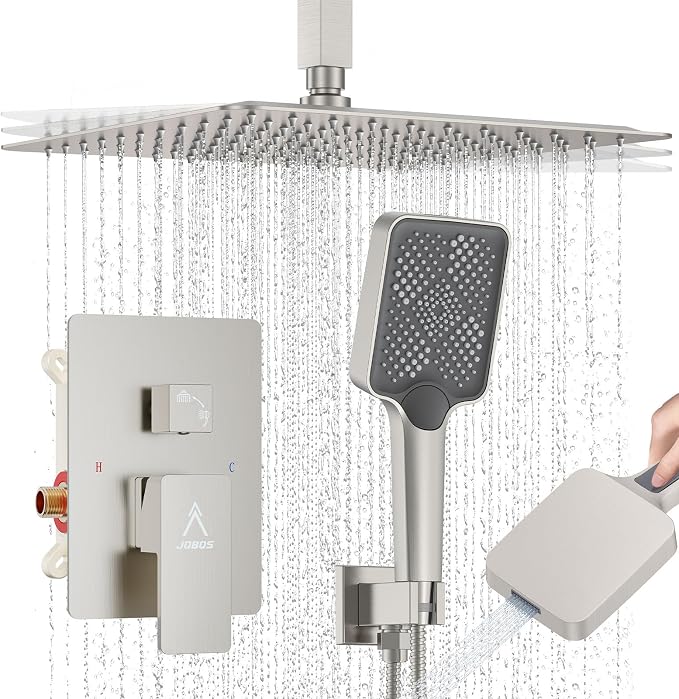 Rain Shower System 12IN Modern Brass Faucet Set by JQBQS