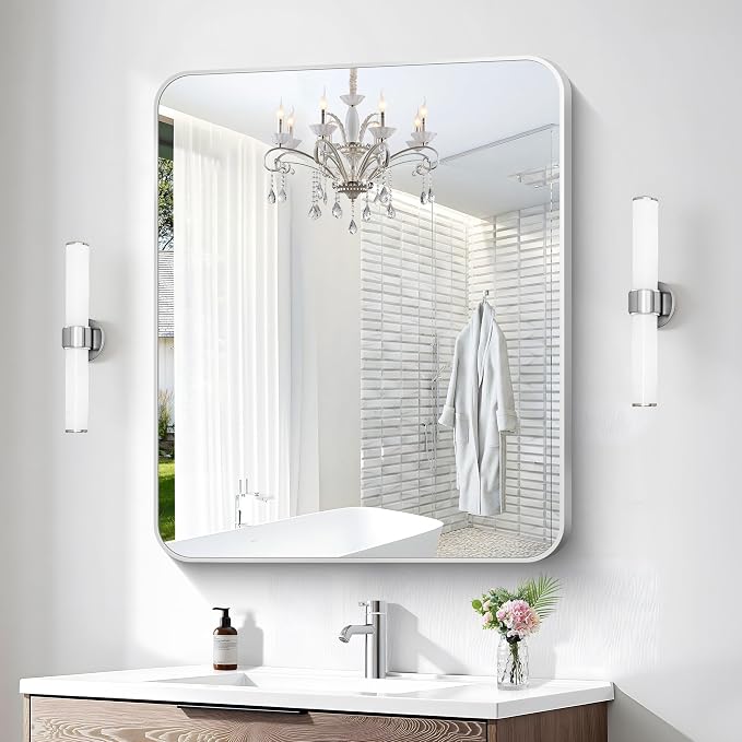 BONEWEI Silver Bathroom Mirror, 30x36 inch Wall Mirror - Image 3