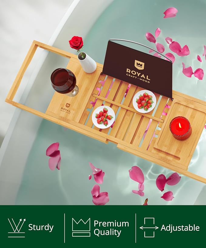 ROYAL CRAFT WOOD Premium Foldable Bathtub Tray Caddy - Image 6