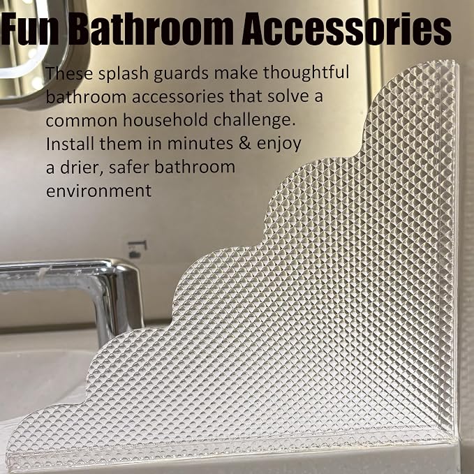 2PCS Shower Splash Guard for Bathtub Corner, 9.1 x 11.5 inches, Adhesive Water - Image 5