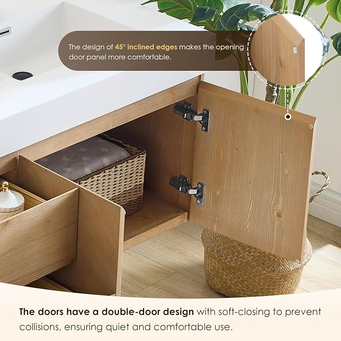 72 Inch Floating Sink Bathroom Vanity Wall Mount Double Vanities Overflow - Image 5