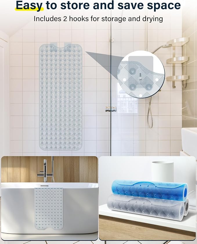 Non Slip Bathtub Mat for Tub & Shower, Machine Washable 40"x16" Anti Slip Bath - Image 3