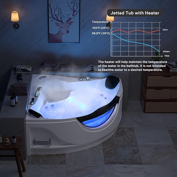 Empava 59" Corner Whirlpool Bathtub - Image 2