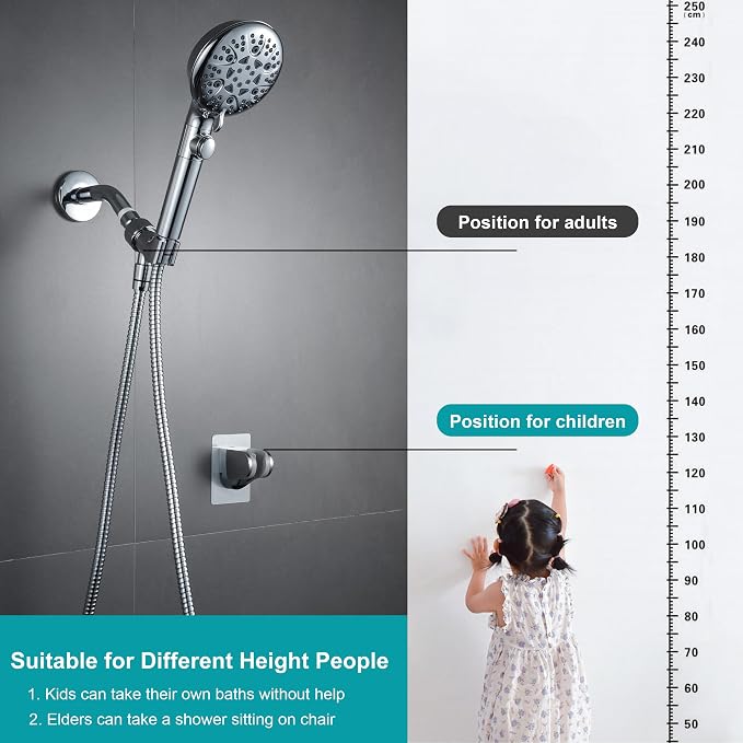Shower Head Holder Strong Adhesive No Drilling Wall Mount Adjustable Handheld - Image 2