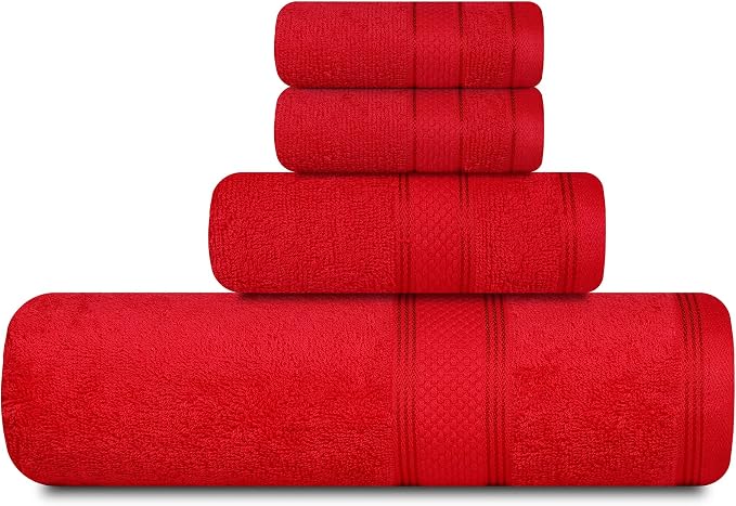 Casa Lino 4 Piece Bath Towel Set | 1 Bath Towel, 2 Wash Cloth, 1 Hand Towels | by CASALINO