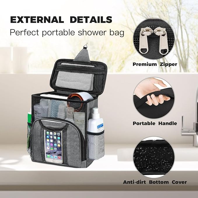 Mesh Shower Caddy Portable for College Dorm Room Essentials – Quick Dry Hanging - Image 4