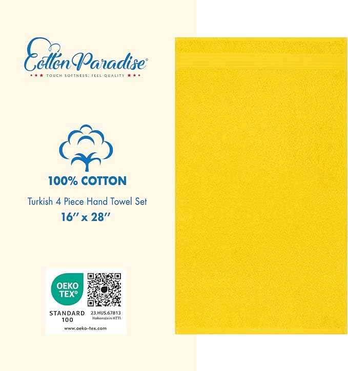 Cotton Paradise Hand Towels for Bathroom, 100% Cotton Turkish 4 Piece Hand - Image 5