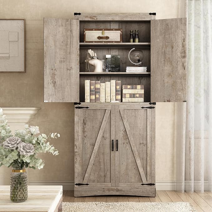 71" Tall Kitchen Pantry, Farmhouse Storage Cabinet - Image 7