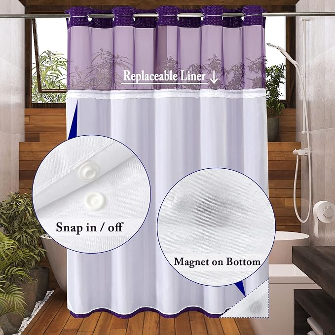 Gibelle Long Shower Curtain 72x80, Waffle Weave Bathroom Shower Curtain - Image 3