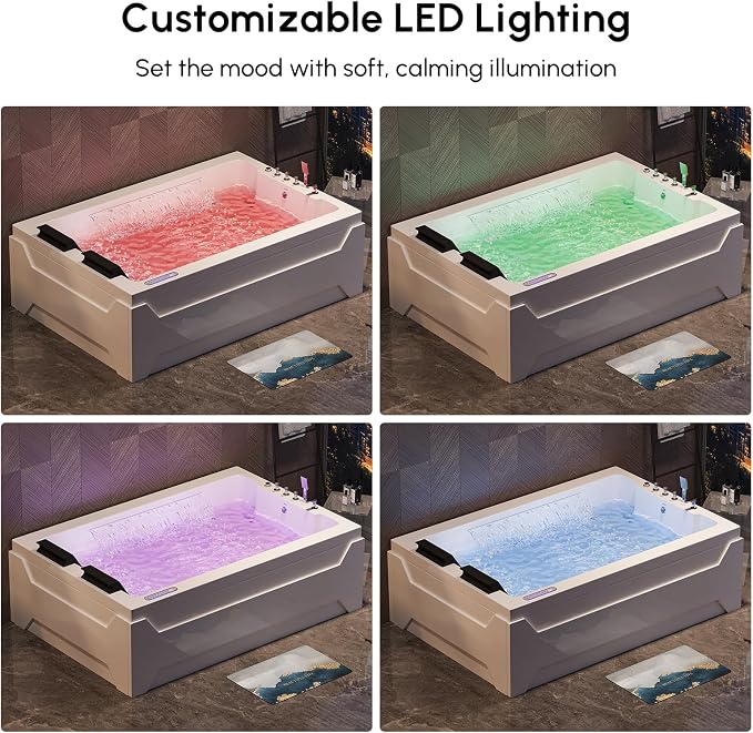 Homary 73" Whirlpool Bathtub-Modern Luxury Jetted Bathtub, Spa Bathtub - Image 4