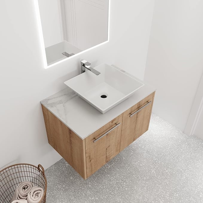 30 Inch Bathroom Vanity with Sink, Modern Wall Mount Floating Bathroom Vanity - Image 4