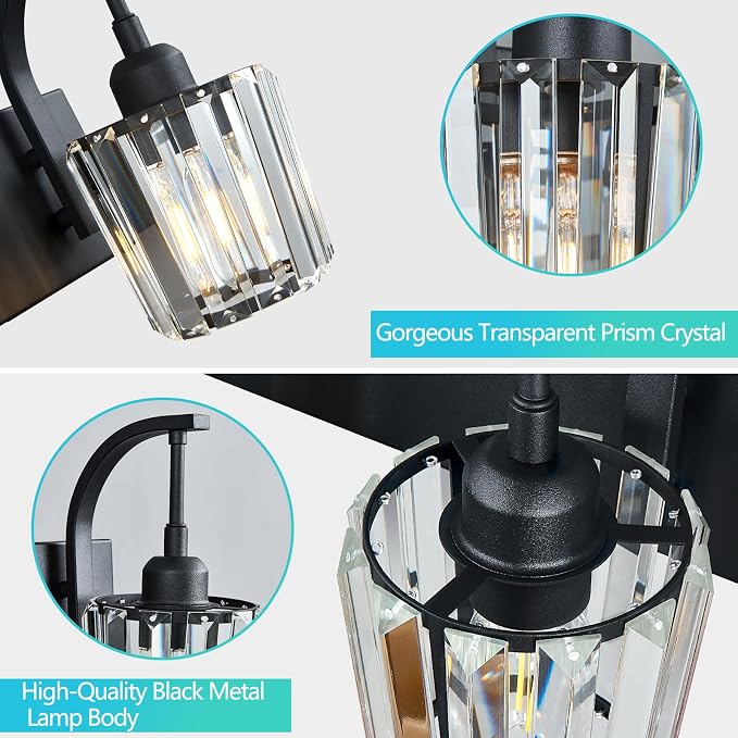 Modern Bathroom Vanity Light, 5-Light Black Wall Sconce - Image 2