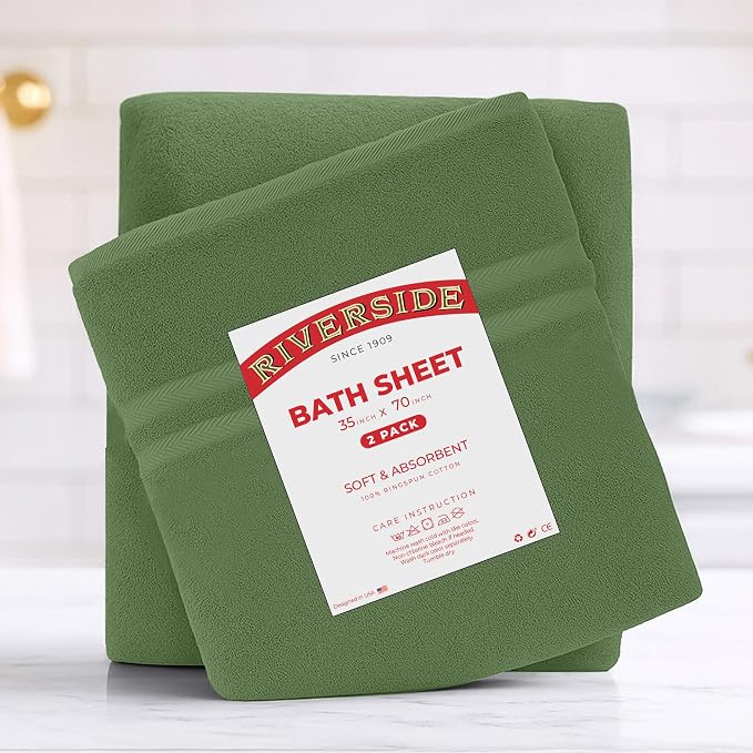 RIVERSIDE Pack of 2 Extra Large Bath Sheets 35 x 70 Inches - Image 7