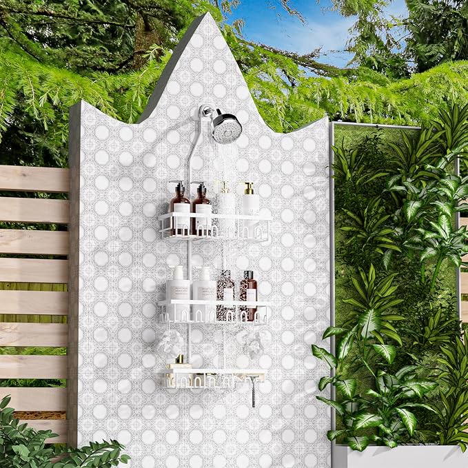 Shower Caddy, Rustproof Shower Shelves Over Shower Head, Extended Length shower - Image 7