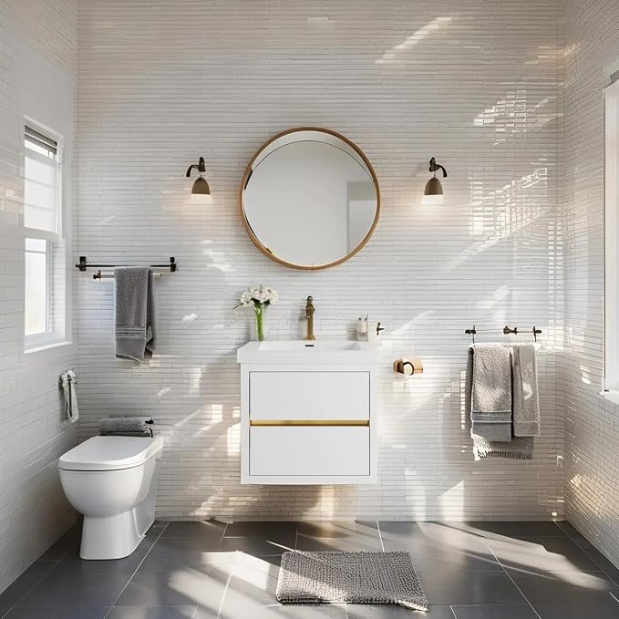 Modern 24" Wall-Mounted Bathroom Vanity - Image 9