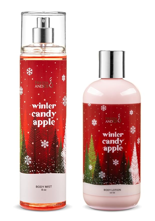 Freida & Joe Winter Candy Apple Body Lotion & Body Mist Bundle – 10oz Hydrating by FreidaandJoe
