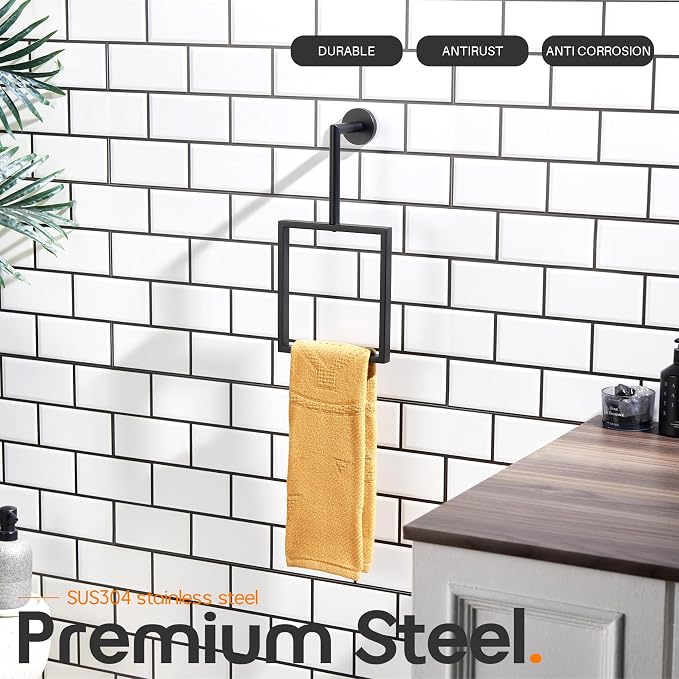 Towel Rack Black Hand Towel Ring Holder - Image 3