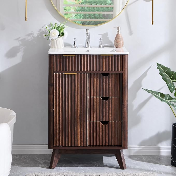 T4TREAM 24" Fluted Bathroom Vanity - Image 5
