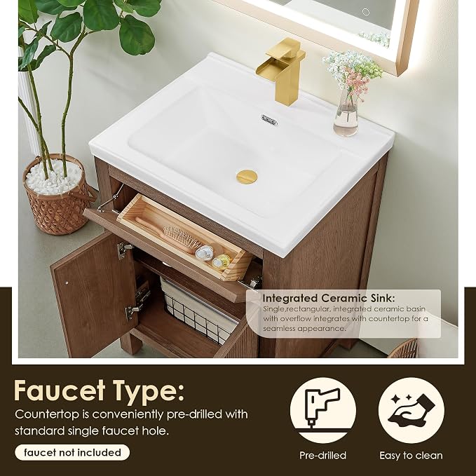 ALTAIR 24 Inch Vanity Bathroom Small Sink Vanities Single Bath Large Storge - Image 5