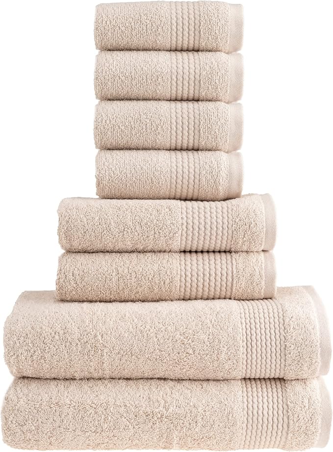 HALLEY Turkish Cotton Towels 2 Bath Towels 2 Hand Towels 4 Washcloths, Super by HALLEY-TurkishCottonTowels