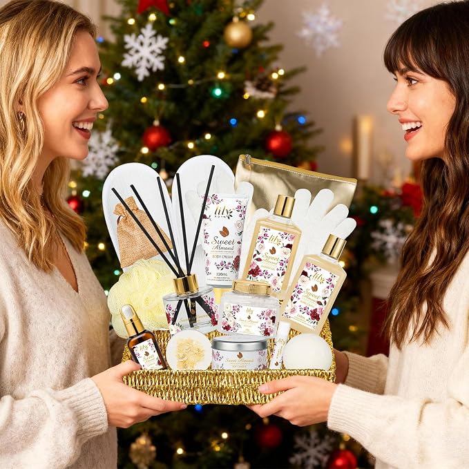 Christmas Spa Gift Basket Set for Women 17-Piece Almond Luxury Spa Gift Set - Image 8