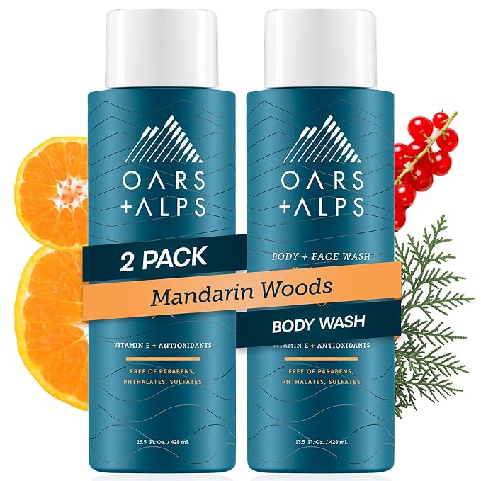 Oars + Alps Mens Moisturizing Body and Face Wash, Skin Care Infused by OarsAlps