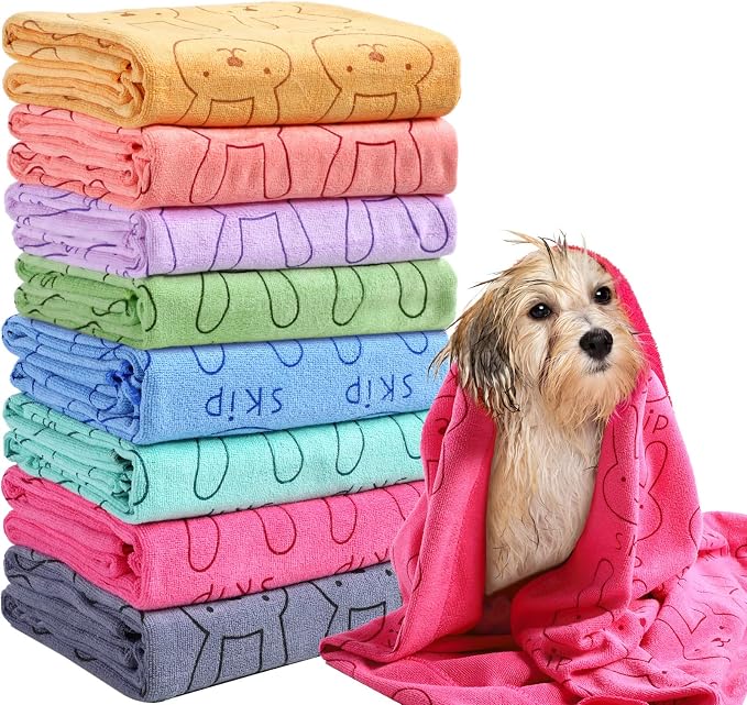Peryiter 8 Pcs Dog Drying Towels Bulk 55'' x 28'' Pet Grooming Absorbent by Peryiter