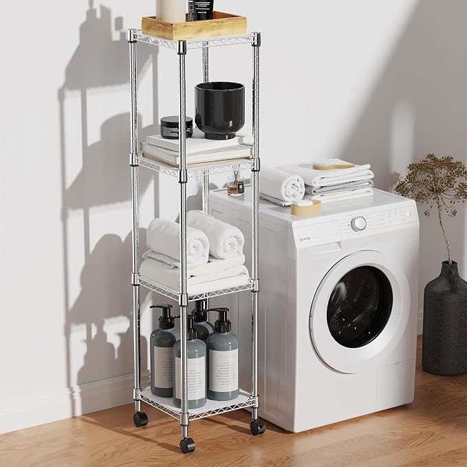 IZEUK 4 Tier Steel Storage Shelves, Adjustable Wire Shelving Unit - Image 7