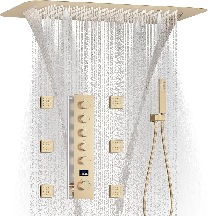 Brushed Gold Digital Display Shower System by KATAIS