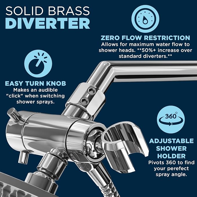 HammerHead Showers® Solid Metal Dual Shower Head Combo – CHROME – 8 Inch - Image 5