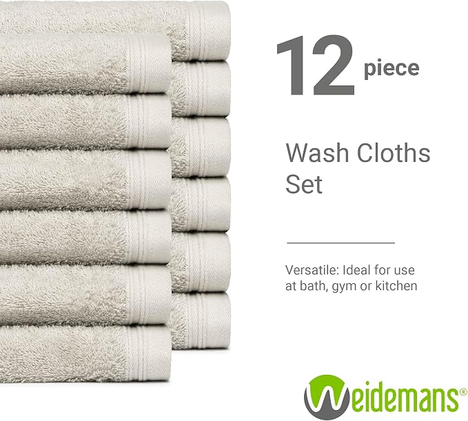 100% Cotton Washcloths Set 13” x 13” | Silver Towels | Set of 24 Ultra Soft and - Image 3