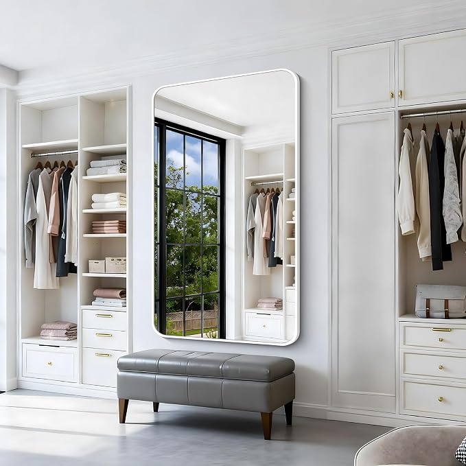 BONEWEI White Bathroom Mirror, 60x36 inch Wall Mirror - Image 3