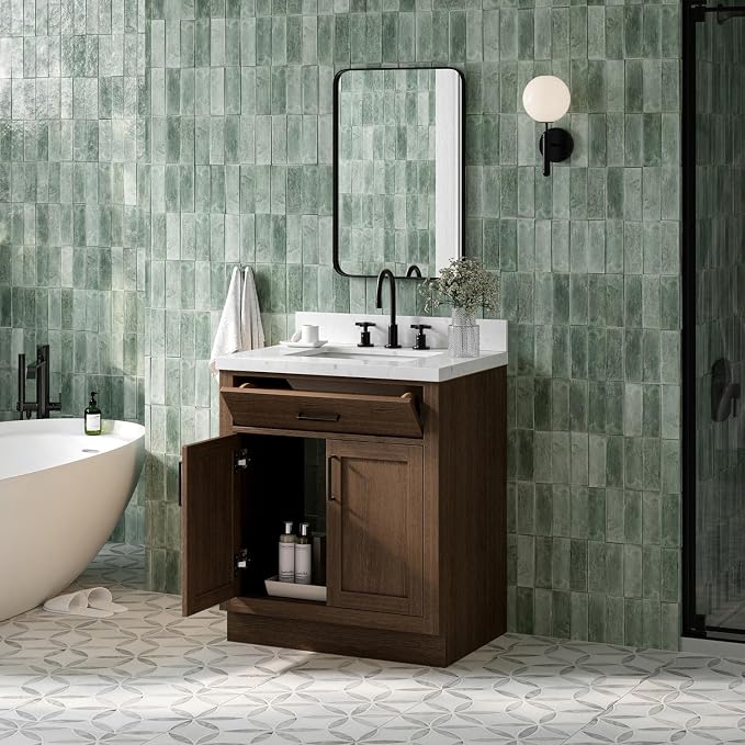 ARIEL Hepburn 30 Inch Single Rectangular Sink Bathroom Vanity - Image 2