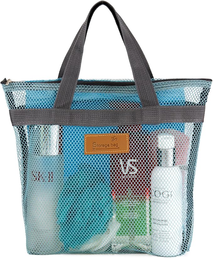 Mesh Shower Caddy Bag Portable Hanging Toiletry and Bath Organizer by TOPASION