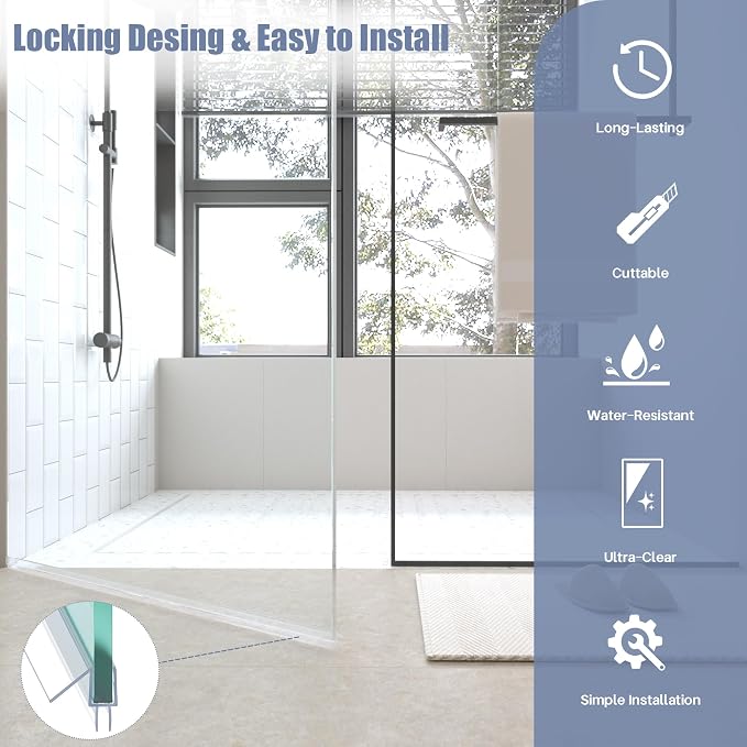 2-Pack Shower Door Bottom Seal, Ultra Clear Glass Shower Door Seal Strip - Image 3