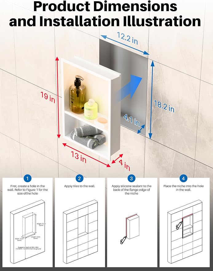 Lighted Shower Niche, Bathroom Wall Niche - Image 3
