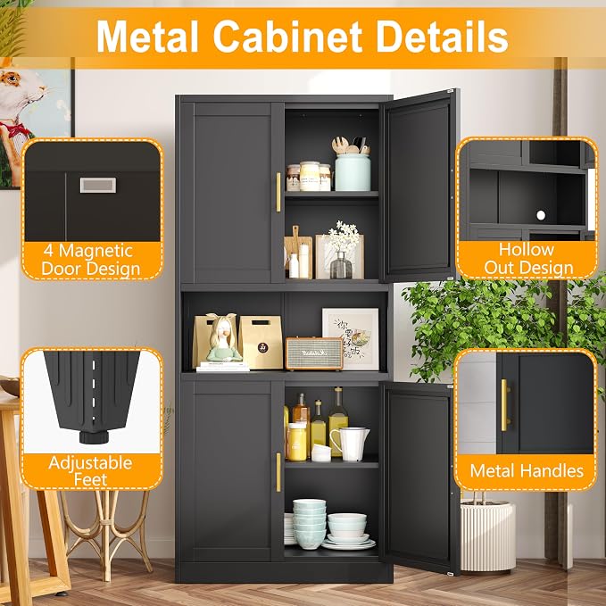 Black Metal Pantry Cabinet - Image 3