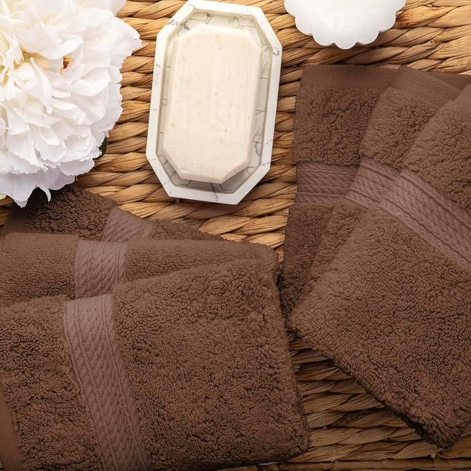 Superior Egyptian Cotton Pile Face Towel/Washcloth Set of 6, Ultra Soft Luxury - Image 4