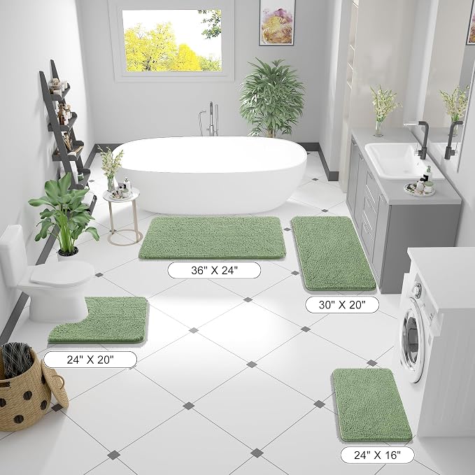 OLANLY Toilet Rugs U-Shaped 24x24, Extra Soft Absorbent Chenille Contour - Image 8