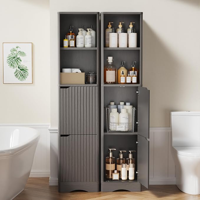 67" Tall Bathroom Organizer and Storage, Narrow Storage Cabinet - Image 6