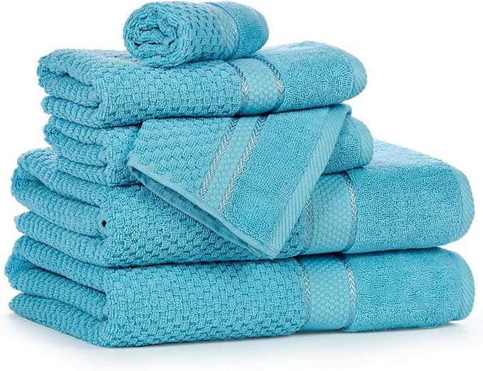 Ample Decor Towels for Bathroom, 6 Pieces Gift Set, 100% Cotton Soft Quick Dry - Image 8