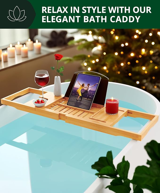 ROYAL CRAFT WOOD Premium Foldable Bathtub Tray Caddy - Image 4
