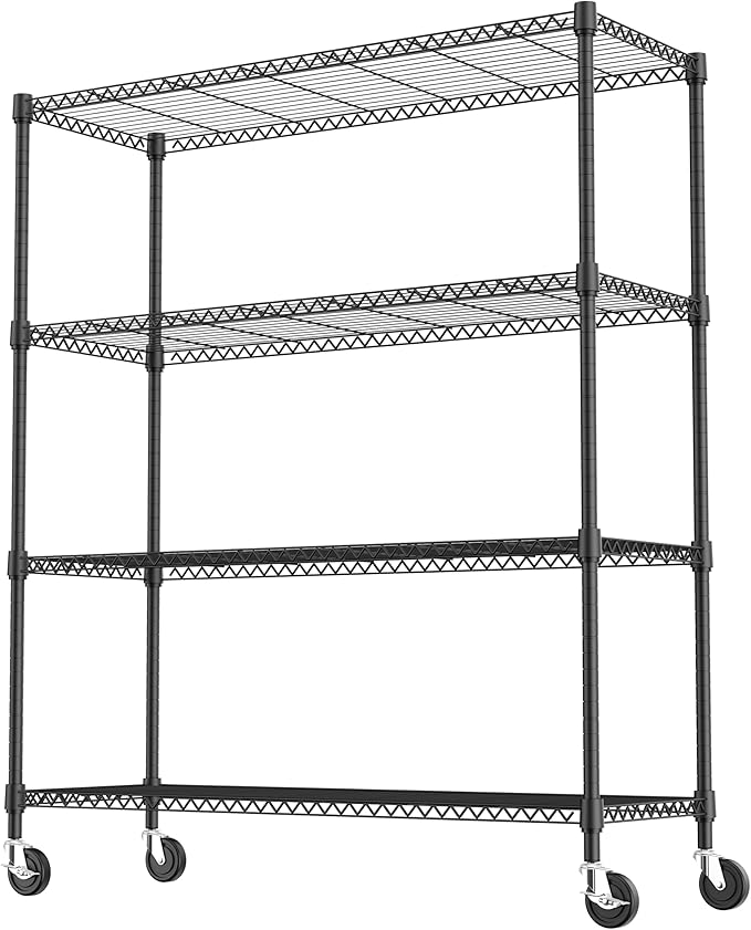4 Tiers Storage Shelves Load 1400LBS, Metal Shelving Wire Metal Shelving Unit - Image 8