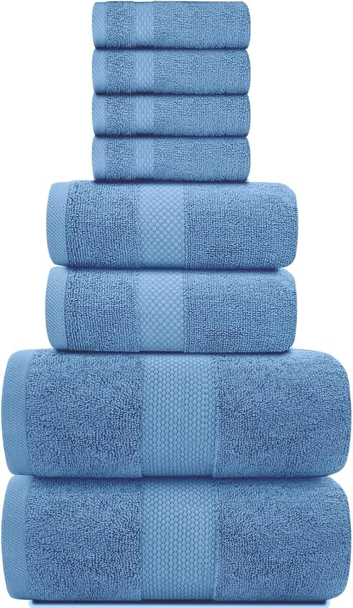 White Classic Luxury Bath Towel Set of 8 Pieces - Image 2