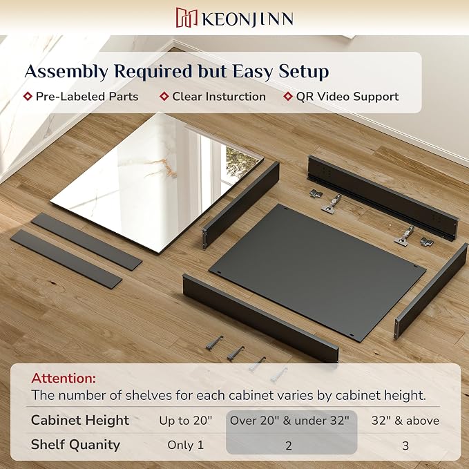 Keonjinn 48 x 26 Inch Medicine Cabinet, Assembly Required, Lightweight - Image 3